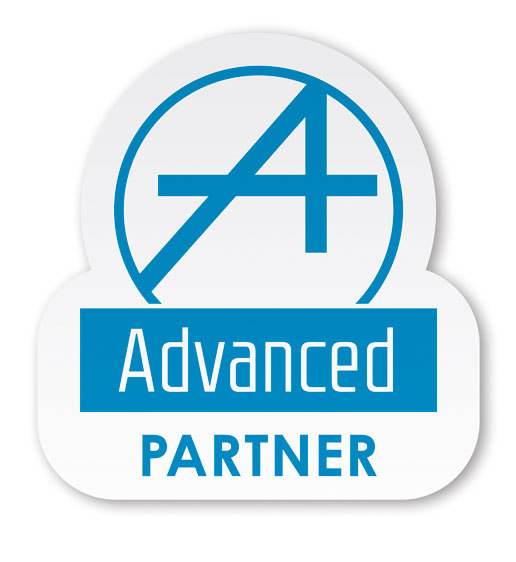 Advanced_Partner_4cm_RGB_ohne_Schlagschatten Partnerlogo Auerswald - Advanced Partner ohne Hintergrund im blau und weiß