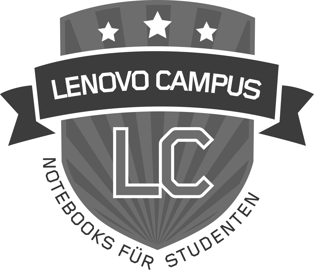 Das Logo von Lenovo Campus in Schwarz und Weiß, das symbolisch für die Neueröffnung steht. Die monochrome Darstellung betont den Übergang und die Erneuerung, wobei das Logo gleichzeitig eine elegante, zeitlose Atmosphäre vermittelt.